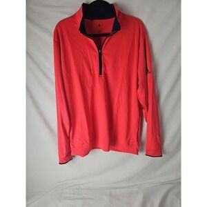 Adidas Mens Quarter-Zip Pullover Layering Top Golf Large Bright Red NEW NWT